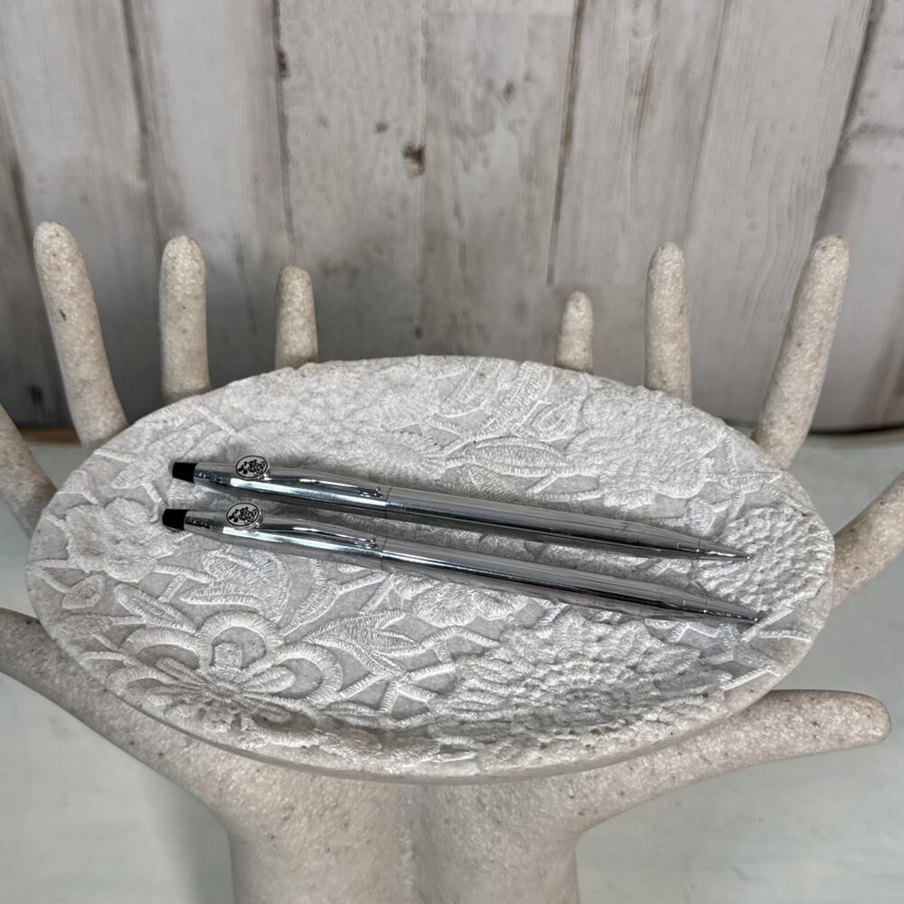 Vintage Disney Silver Cross Ballpoint Pen And Pencil Set Mickey Mouse